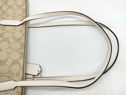 COACH Signature Coach Shoulder Bag Signature Beige Tote Bag