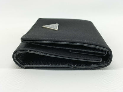 PRADA Nylon Prada Tri-Fold Wallet Triangle Logo Tesuto Safiano Wallet