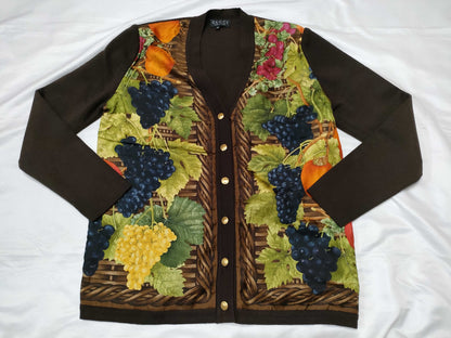 GUCCI GG Gold Button Gucci Fruit Pattern Fruit Silk Cardigan Cardigan
