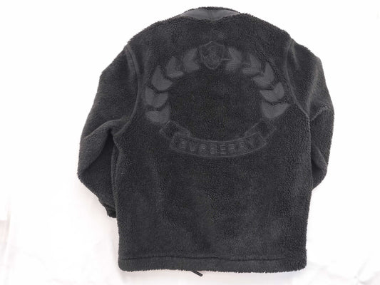 BURBERRY Men's Black Boa Jacket with Current Burberry Tag, Large Back Logo Embroidery, and Back Logo