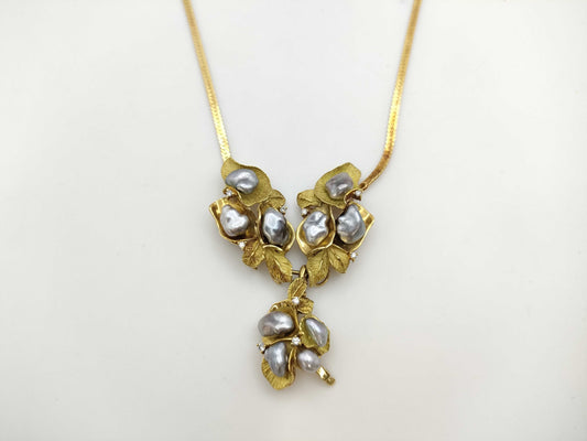 Pearl D0.12ct K18 35.2g Necklace 