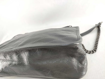 SAINT LAURENT Exquisite SAINT LAURENT Niki YSL Logo Chain Shoulder Bag Grey Shoulder Bag
