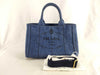 PRADA Unused Prada Denim Triangle Logo Canapa 2-Way Bag Handbag