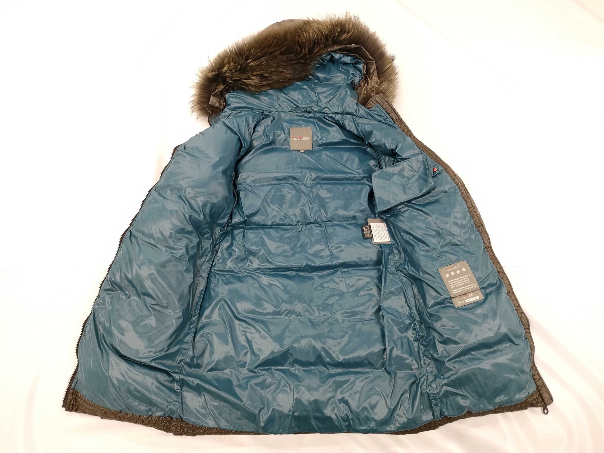 DUVETICA kappa raccoon fur down coat, size 38