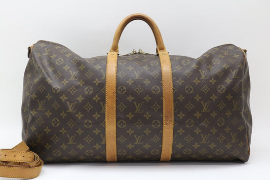 LOUIS VUITTON Monogram Keepol Banduriere 55 Boston Bag