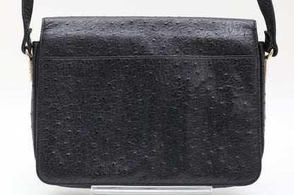CELINE Ostrich Carriage Hardware Shoulder Bag
