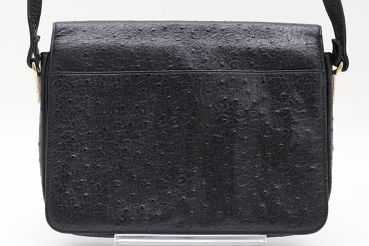 CELINE Ostrich Carriage Hardware Shoulder Bag