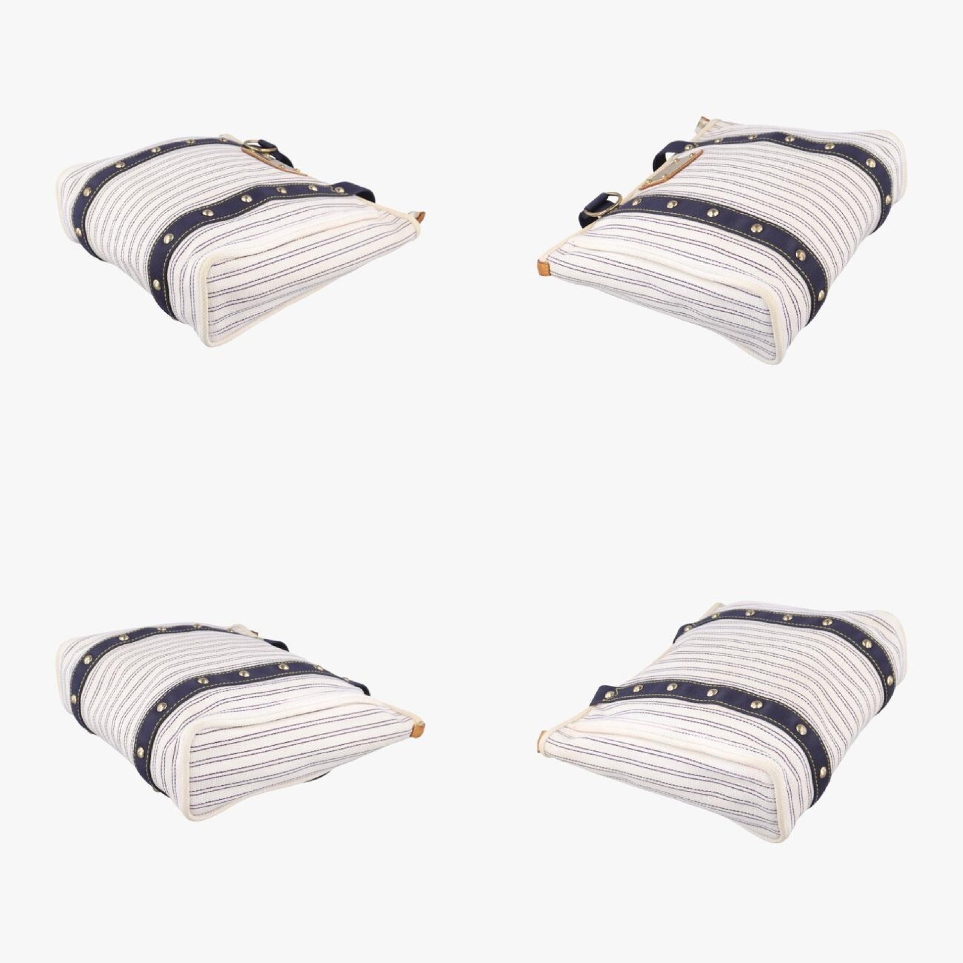 LOUIS VUITTON Cabas MM Antigua White x Navy Canvas Handbag M40132SP1007