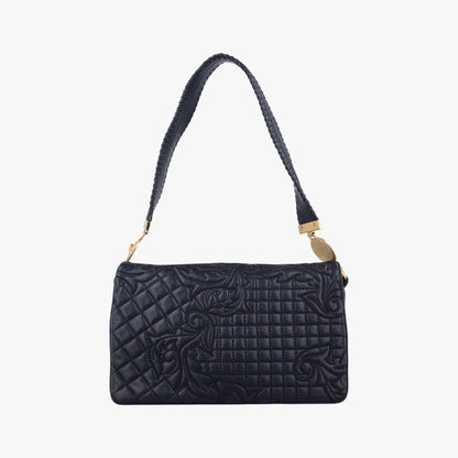 VERSACE Vanitas Quilted Baroque Black Leather Shoulder Bag