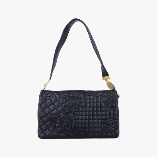 VERSACE Vanitas Quilted Baroque Black Leather Shoulder Bag