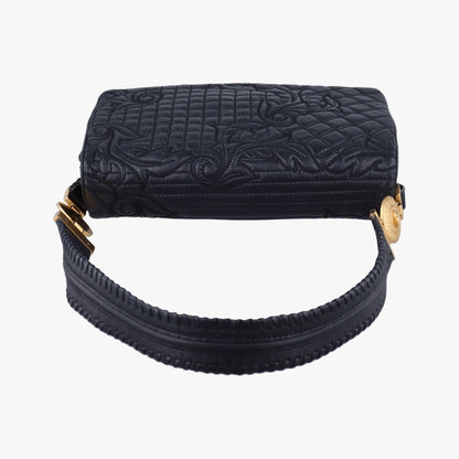VERSACE Vanitas Quilted Baroque Black Leather Shoulder Bag