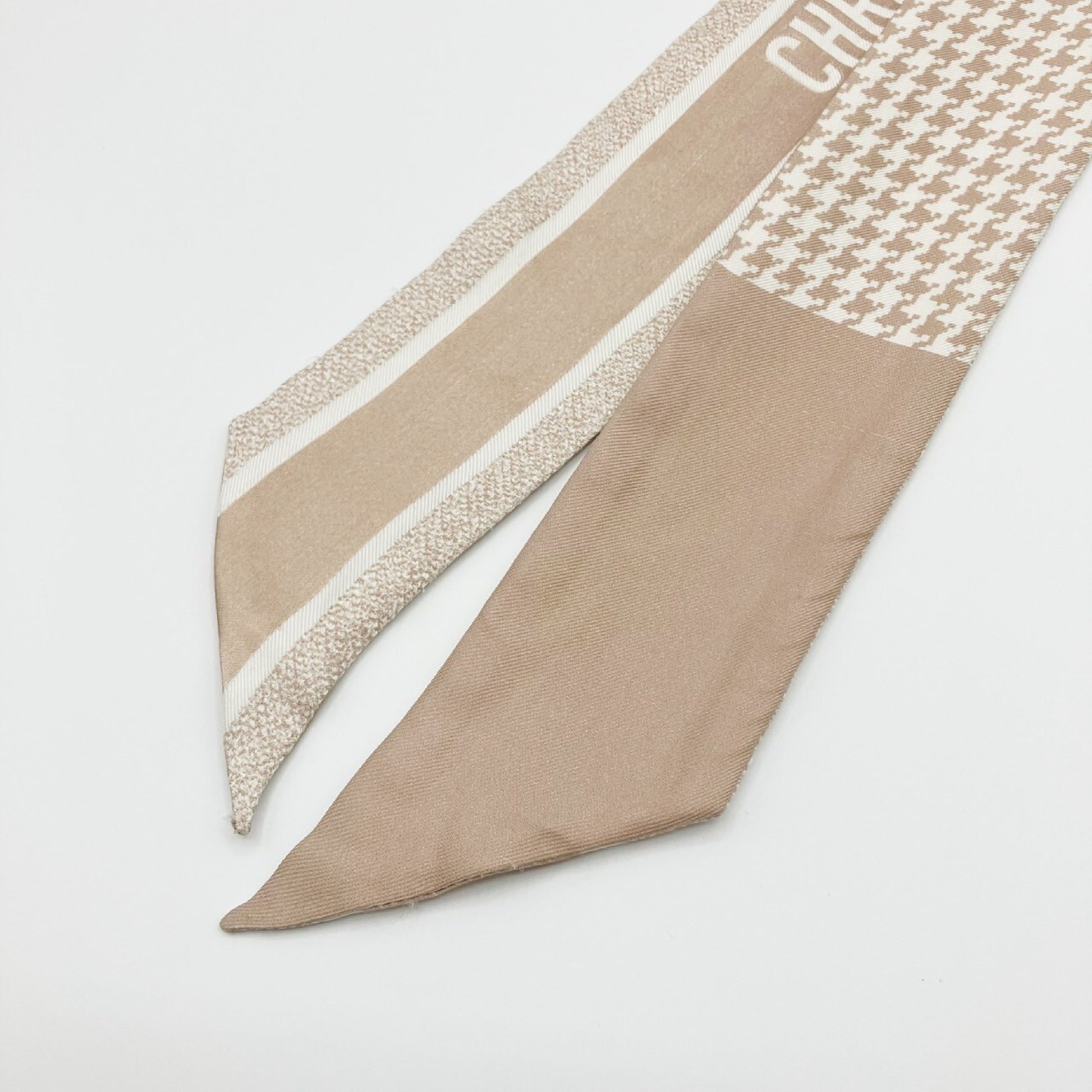 Dior Mitzah Silk Scarf, Houndstooth Pattern, Pink Beige Other Accessories