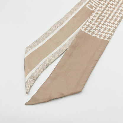 Dior Mitzah Silk Scarf, Houndstooth Pattern, Pink Beige Other Accessories