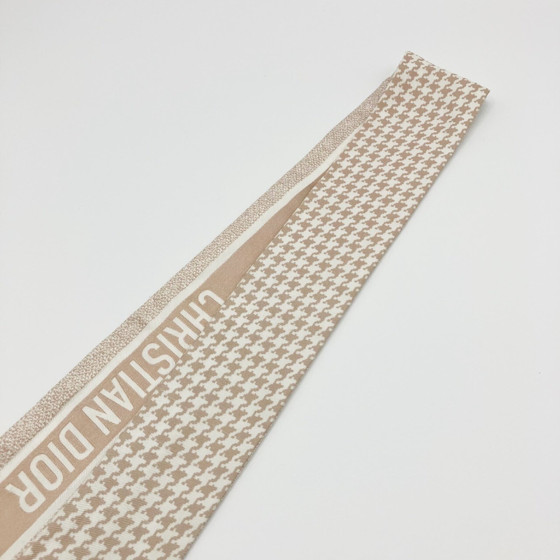 Dior Mitzah Silk Scarf, Houndstooth Pattern, Pink Beige Other Accessories