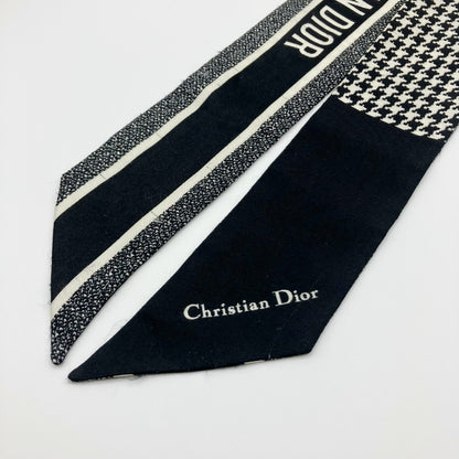 Dior Mitzah Silk Scarf, Houndstooth Pattern, Black Other Accessories