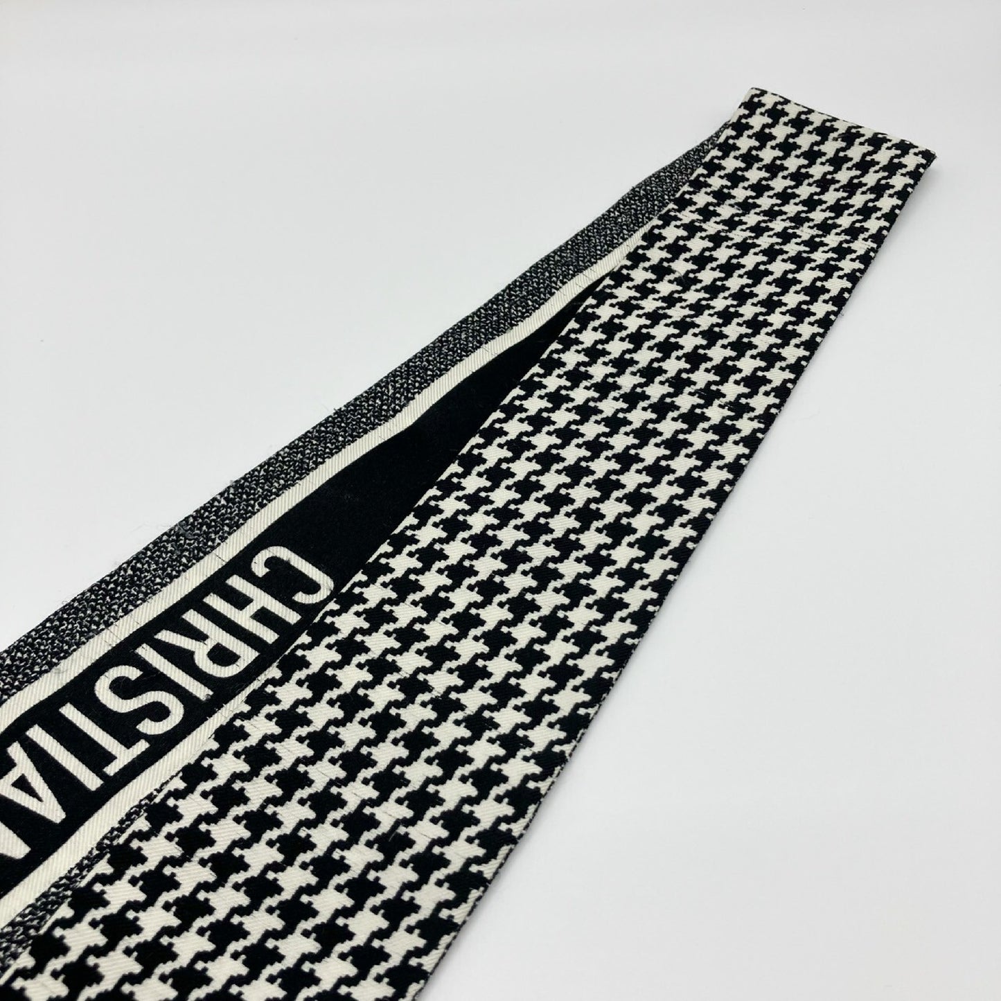Dior Mitzah Silk Scarf, Houndstooth Pattern, Black Other Accessories