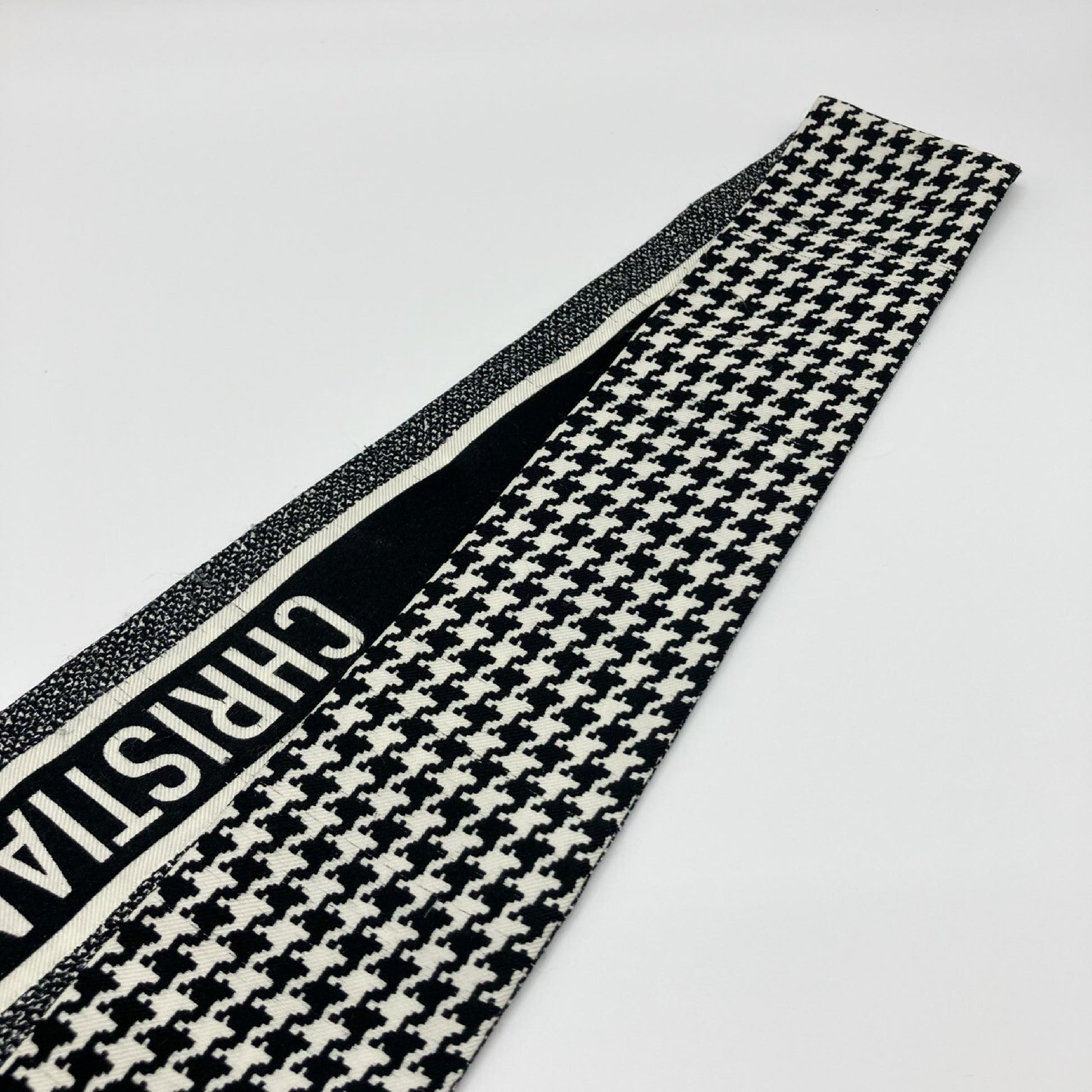 Dior Mitzah Silk Scarf, Houndstooth Pattern, Black Other Accessories