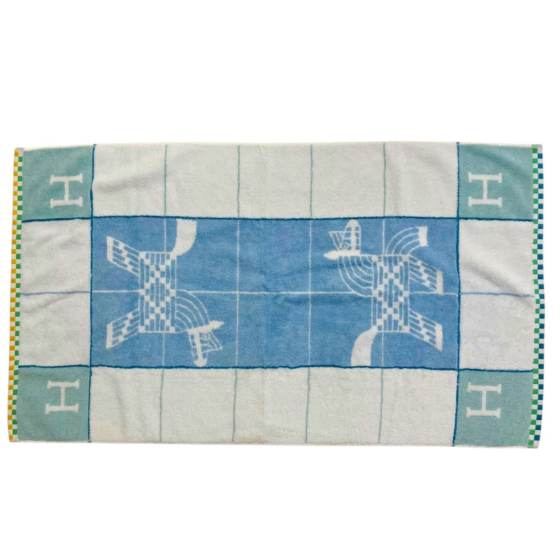 HERMES Towel Animo Natte Blue Face Towel Unused Other Accessories