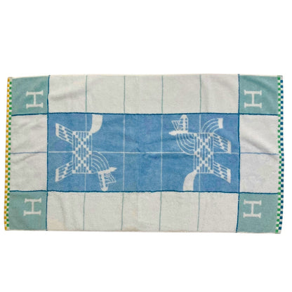 HERMES Towel Animo Natte Blue Face Towel Unused Other Accessories