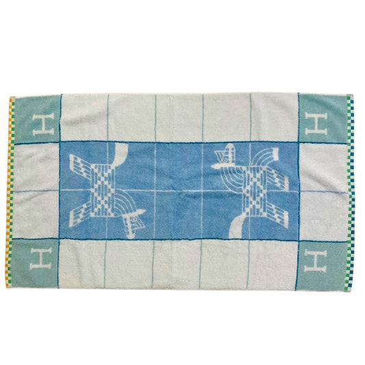 HERMES Towel Animo Natte Blue Face Towel Unused Other Accessories