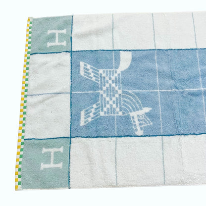 HERMES Towel Animo Natte Blue Face Towel Unused Other Accessories