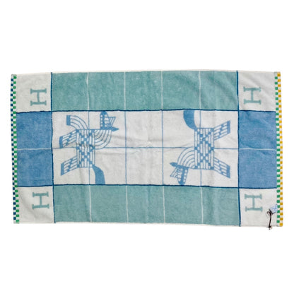 HERMES Towel Animo Natte Blue Face Towel Unused Other Accessories