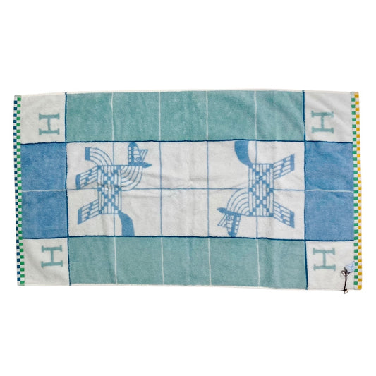 HERMES Towel Animo Natte Blue Face Towel Unused Other Accessories