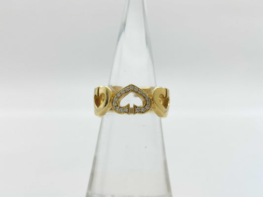 Cartier C Heart #47 Diamond YG 750 7.1g Ring 