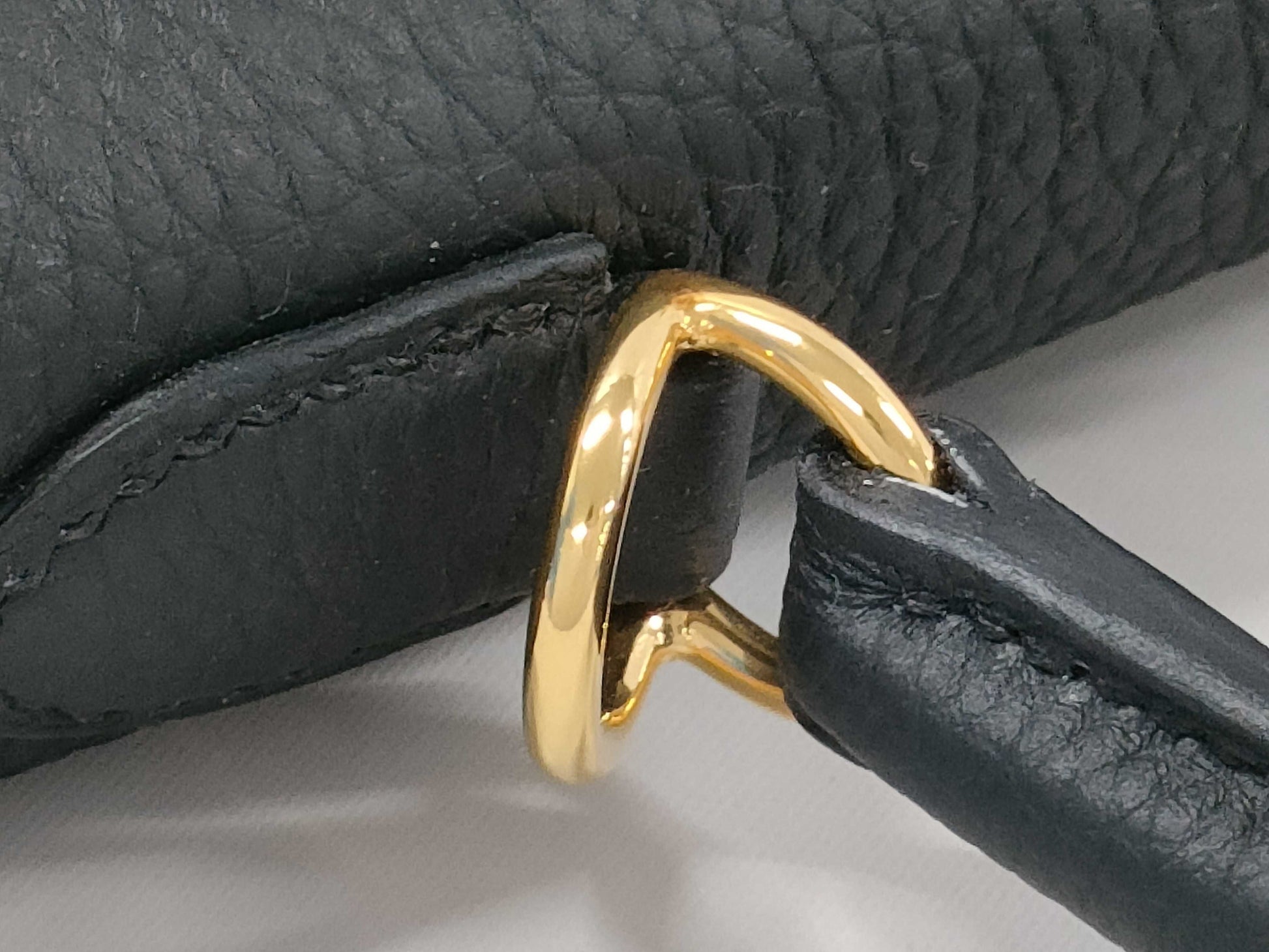 HERMES Kelly 25 Togo Black GP W Stamp Handbag