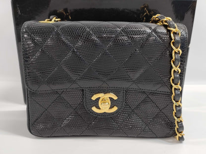 CHANEL Minimato Lizard Black GP Shoulder Bag
