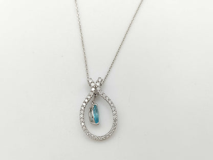 TL0.37ct D0.41ct K18WG/PT850 3.5g Necklace 