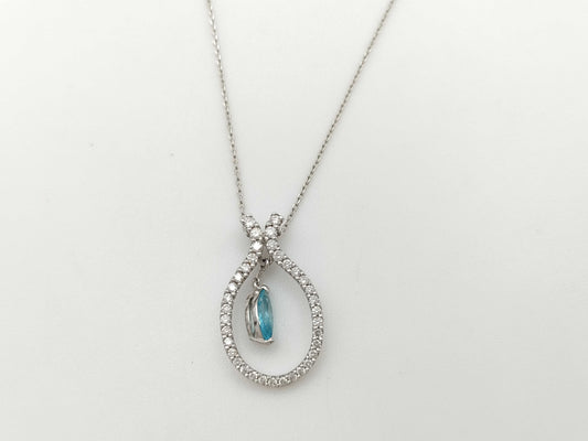 TL0.37ct D0.41ct K18WG/PT850 3.5g Necklace 