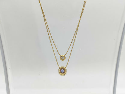 Sapphire Diamond 028 Engraved K18 2.6g Necklace 