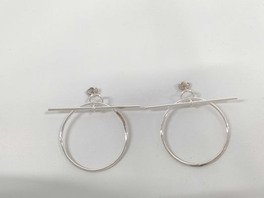 HERMES Loop MM Silver Hoop Earrings 25S009387 Earrings