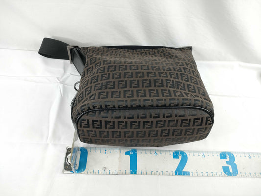 FENDI FENDI Canvas Zucchino Shoulder Bag Brown/Black W23cm Shoulder Bag