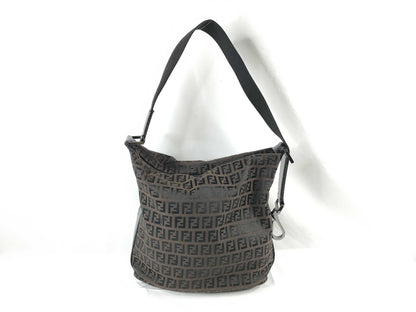 FENDI FENDI Canvas Zucchino Shoulder Bag Brown/Black W23cm Shoulder Bag