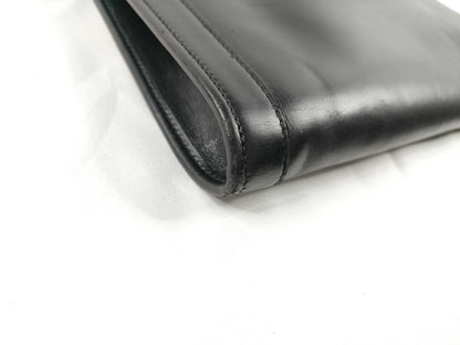 HERMES HERMES Jije GM Leather Clutch Bag Second Bag 〇P Engraved Black W34cm Clutch Bag