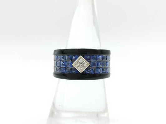 Onyx S3.25ct D0.27ct K18WG 10.5g Ring 