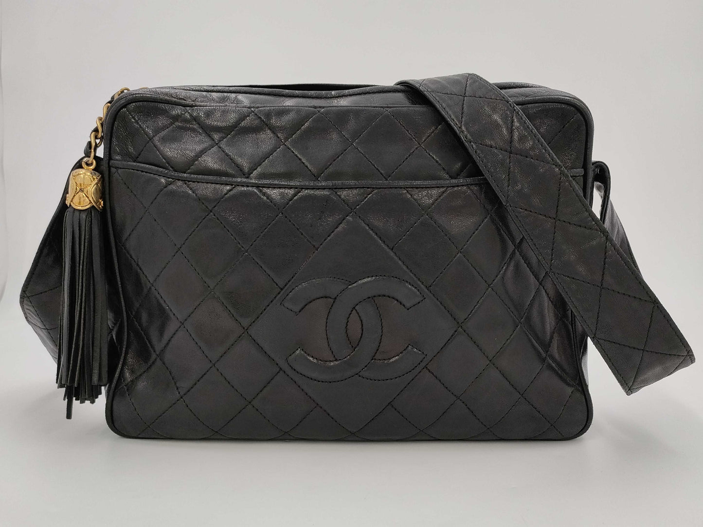 CHANEL Fringe Black Shoulder Bag