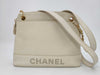 CHANEL Caviar Logo White Shoulder Bag