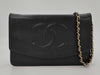 CHANEL Chain Wallet Caviar Skin Black Shoulder Bag