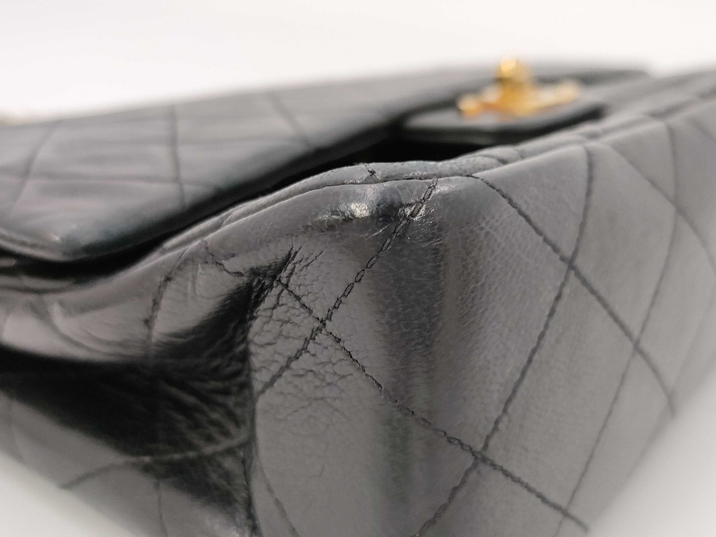 CHANEL Matelasse Double Flap Chain Black Shoulder Bag