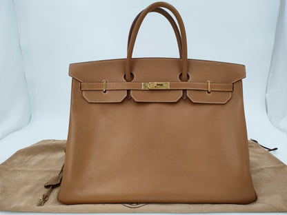 HERMES Birkin 40 Couchvel Gold Handbag