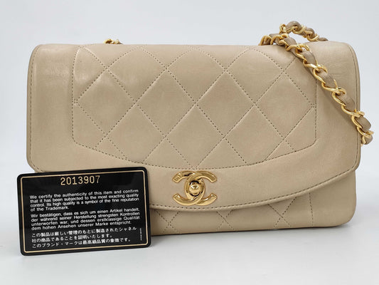CHANEL Diana Beige Shoulder Bag