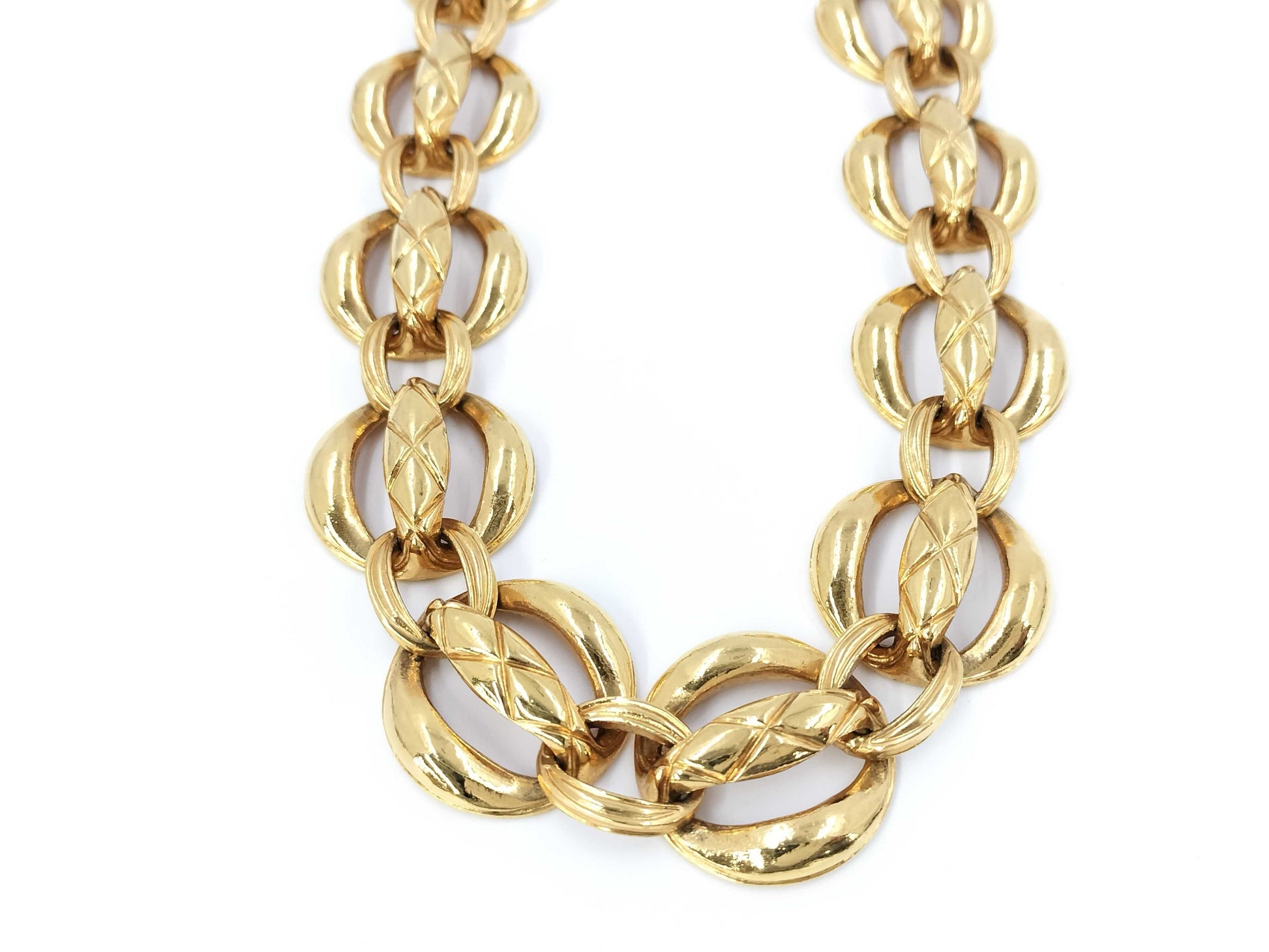 CHANEL Matelasse necklace pendant with approximately 43cm chain