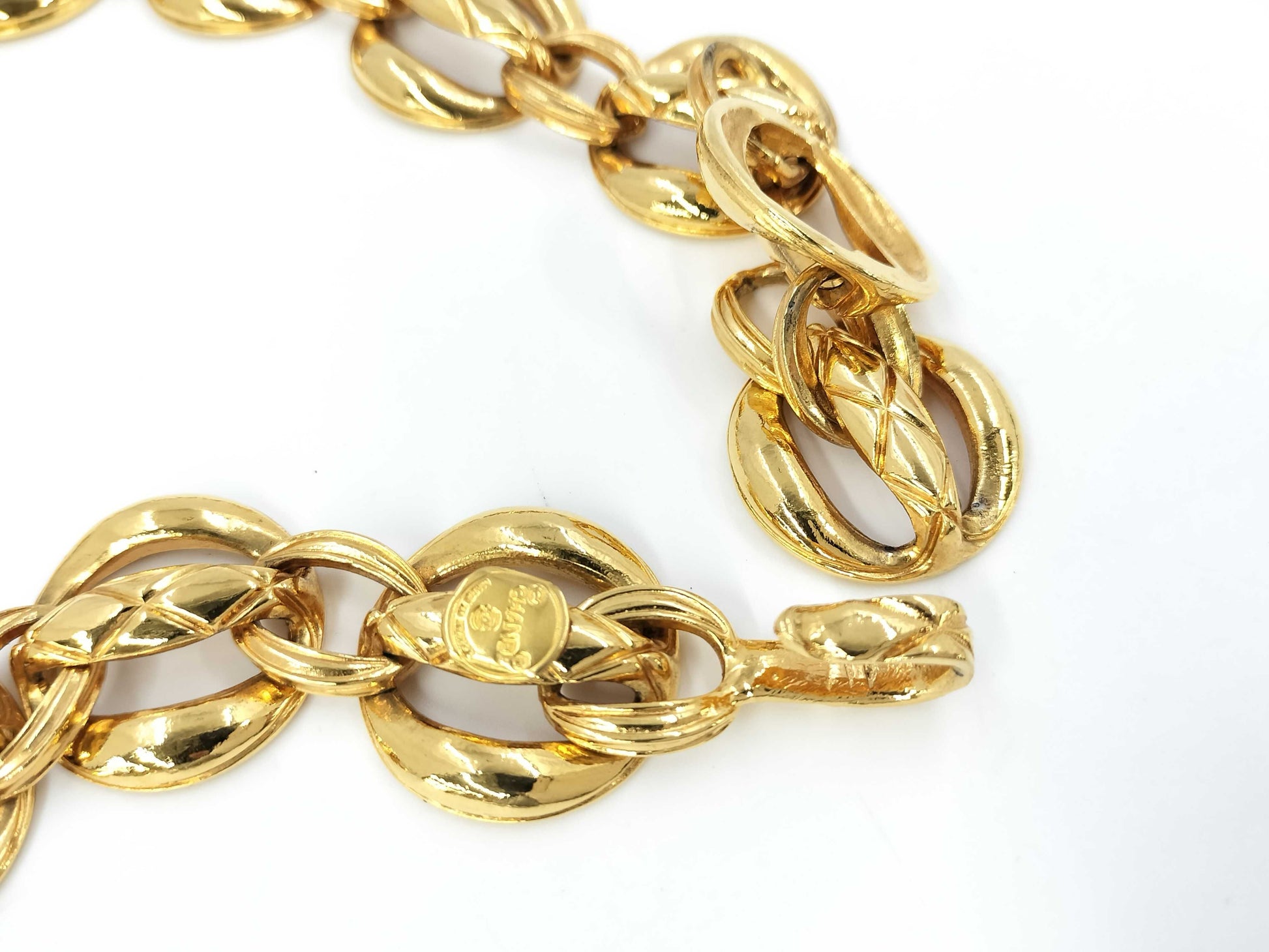 CHANEL Matelasse necklace pendant with approximately 43cm chain