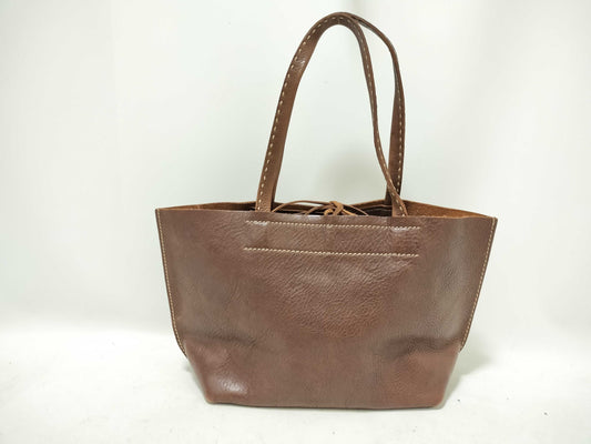 miu miu Archive Leather Stitch Tote Bag Brown Tote Bag with Pouch Tote Bag