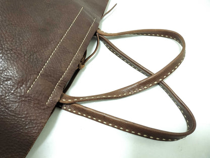 miu miu Archive Leather Stitch Tote Bag Brown Tote Bag with Pouch Tote Bag