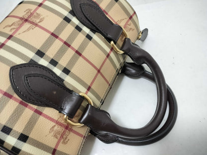 BURBERRY Novacheck Mini Boston Bag Beige Handbag