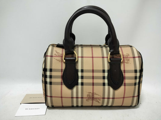 BURBERRY Novacheck Mini Boston Bag Beige Handbag